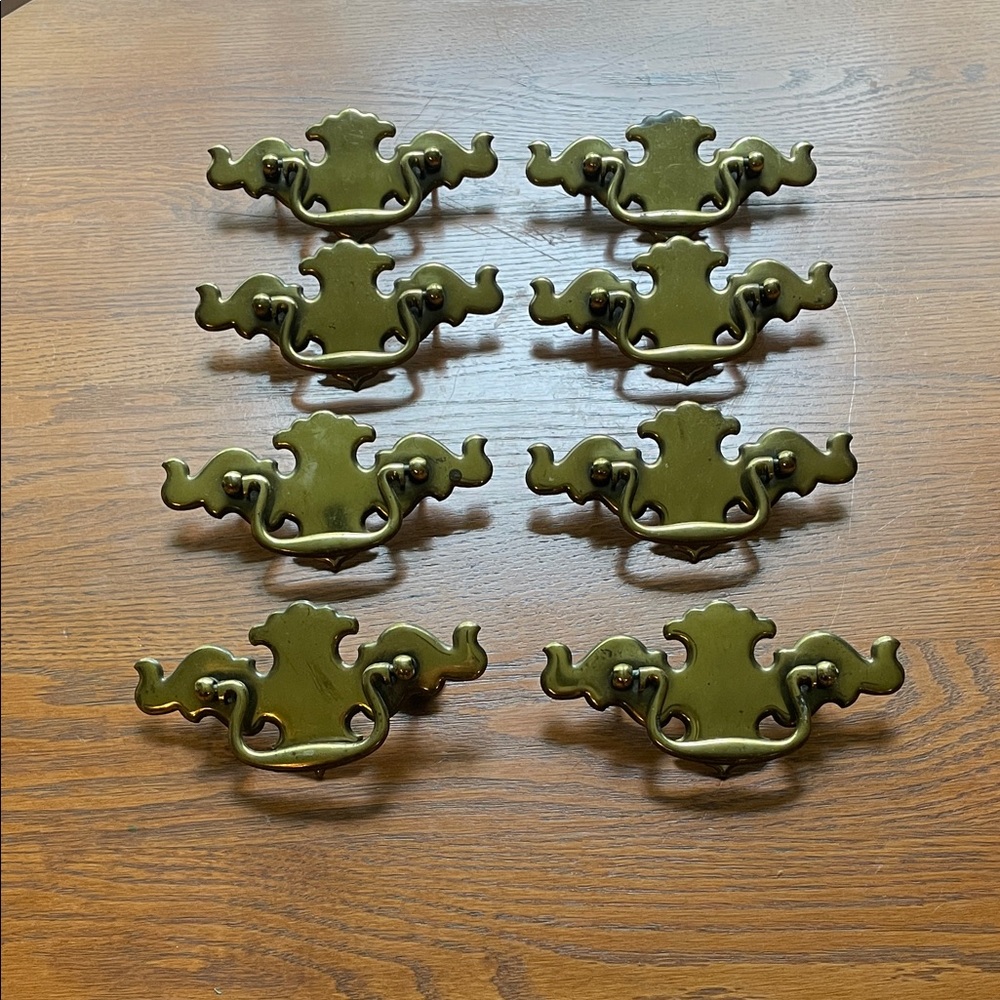 Vintage large Brass Drawer Pulls - Set of 8